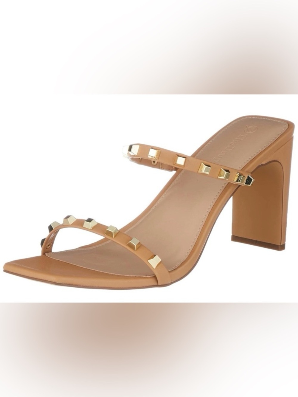 The Drop Women’s Every Square Toe Two Strap High Healed Sandal Doe Tan Sz 9 1/2 - Picture 2 of 8